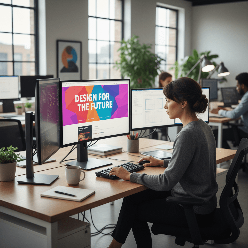 Web designer building a website